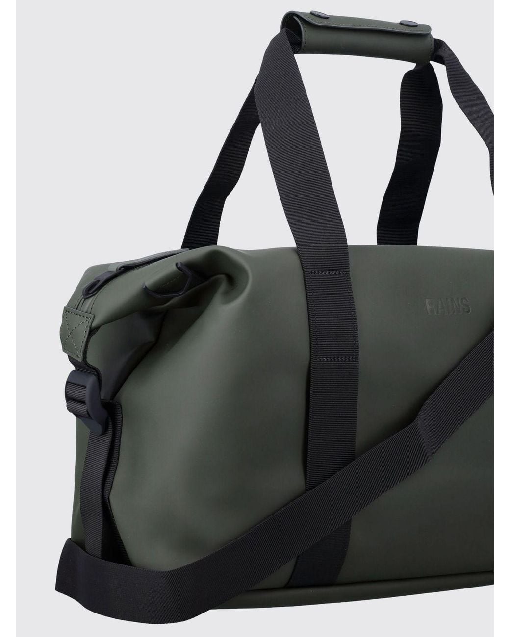 Rains Black Hilo Weekend Waterproof Travel Bag With Double Handle for men