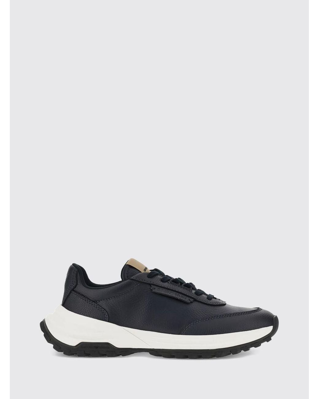 Emporio Armani White Grained Leather Low Top Sneakers With Serrated Sole for men