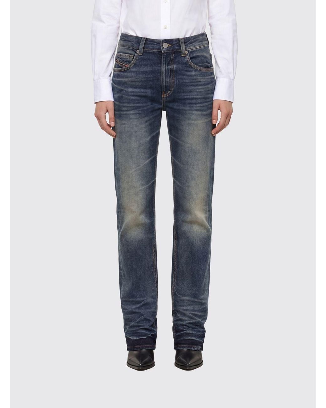 DIESEL Blue High-Waisted Straight Fit Jeans