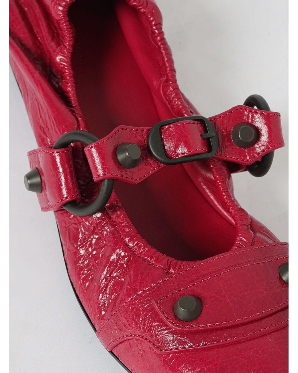 Balenciaga Red City Arena Leather Ballerina