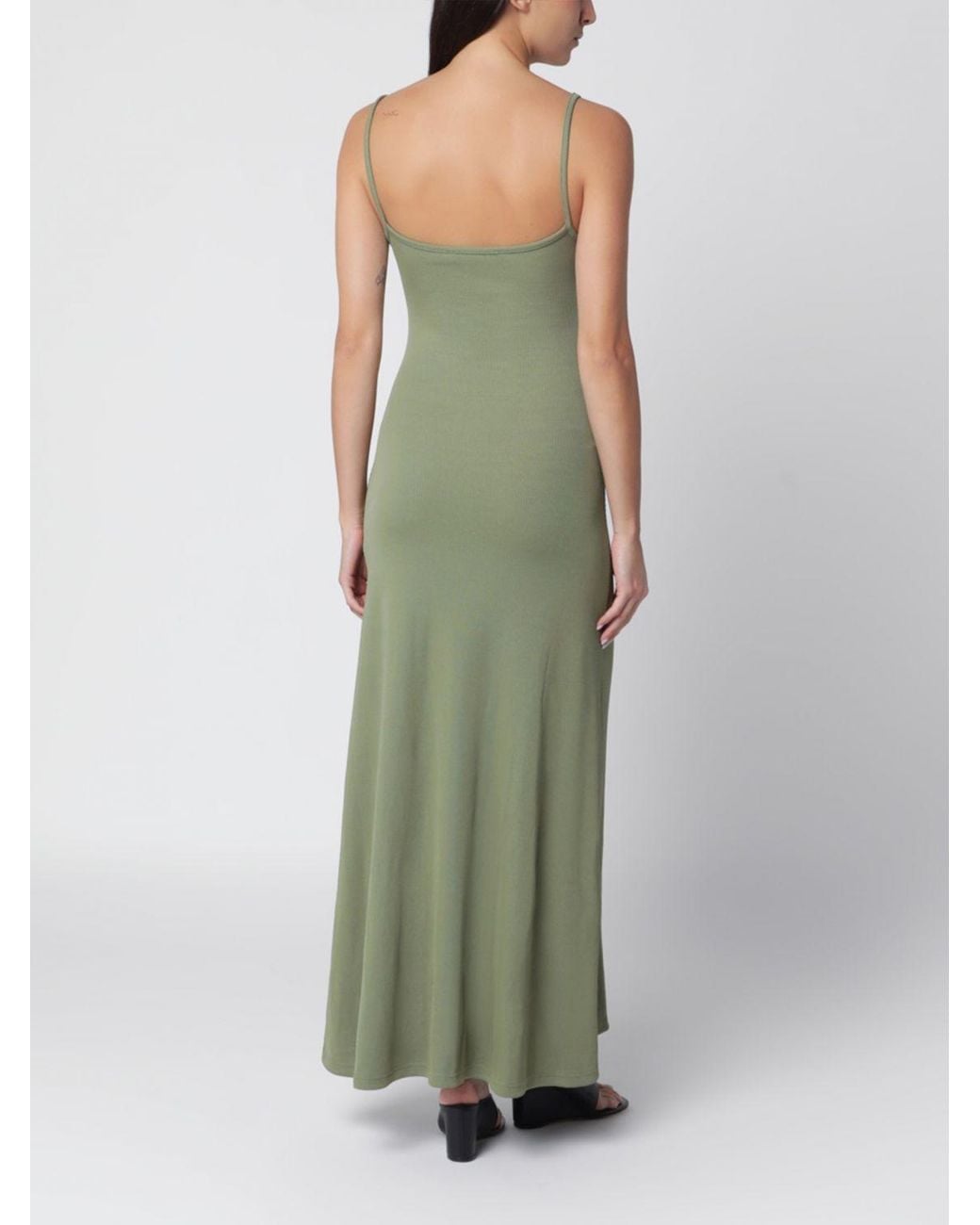 Christopher Esber Green Long Plunging V-Neck Sheath Dress