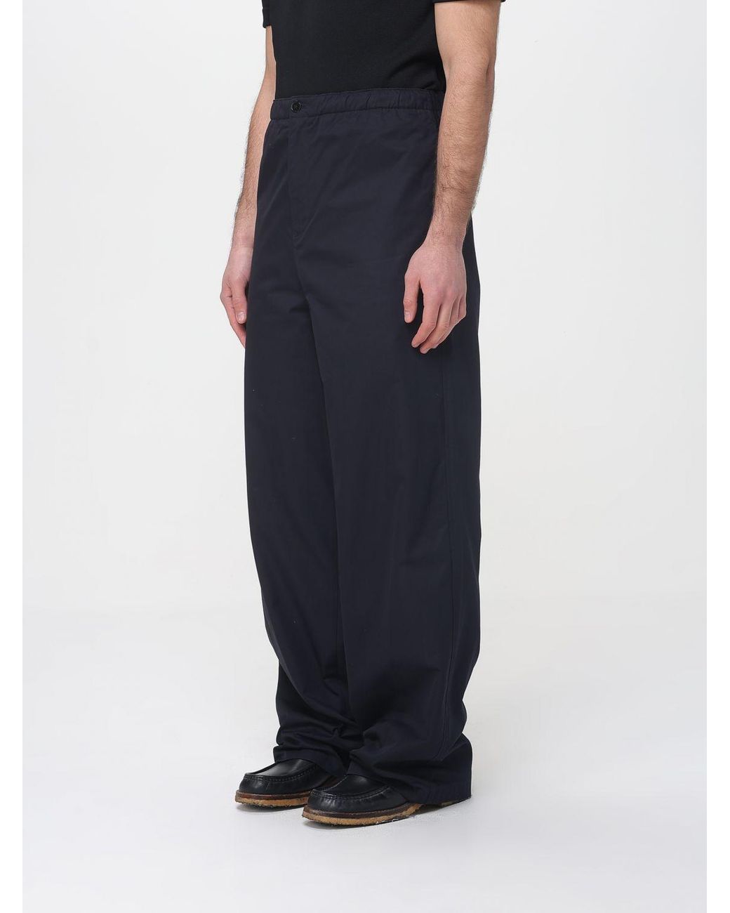 Jil Sander Blue Wide Leg Cotton Trousers for men