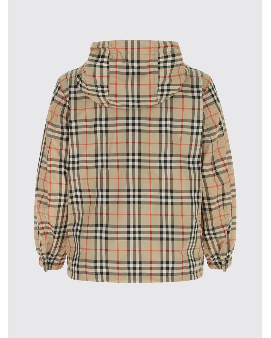 Burberry Natural Everton Short Windbreaker Jacket With Vintage Check Print And Hood