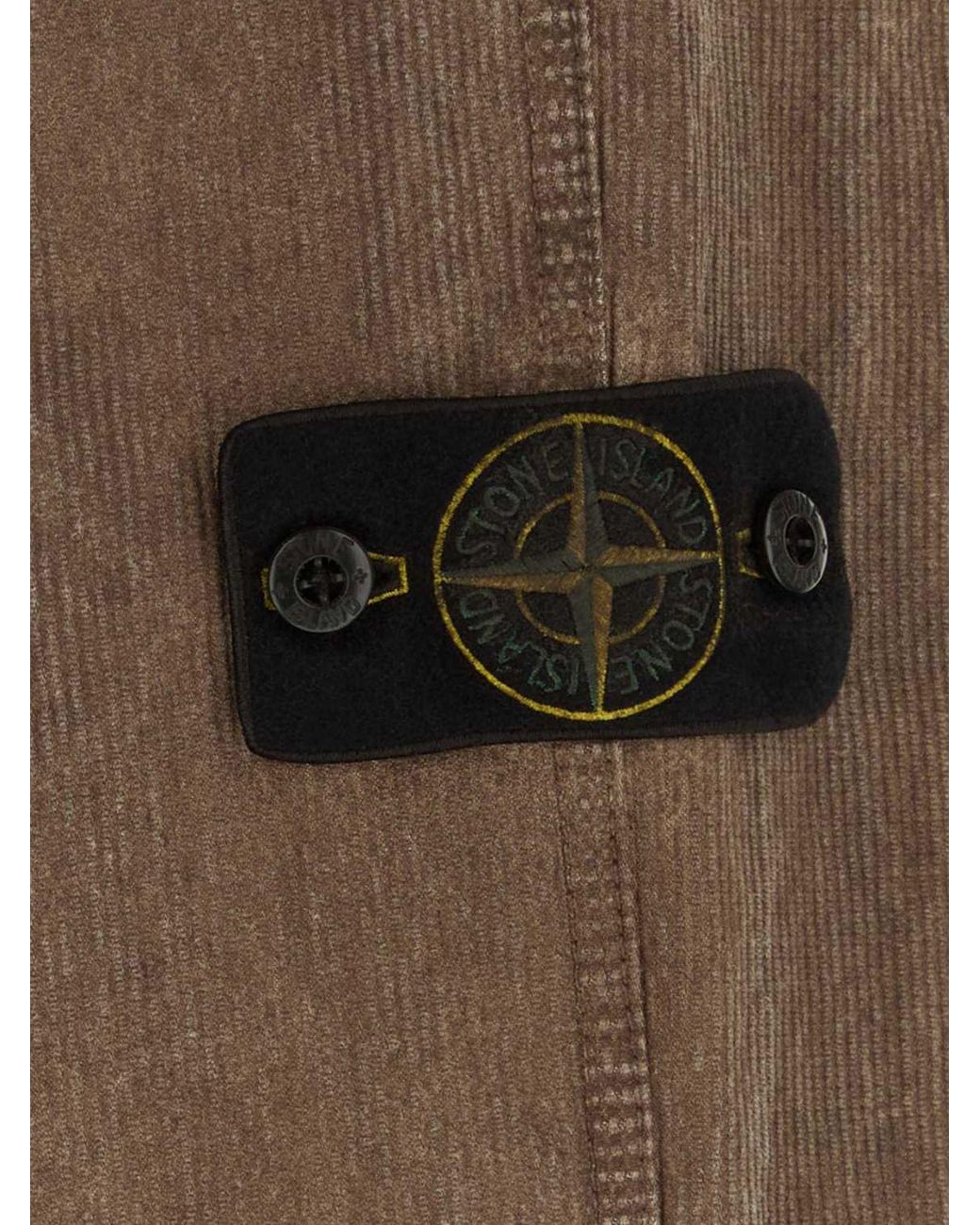 Stone Island Gray Slim Fit Corduroy Chino Trousers With Compass Logo Patch for men