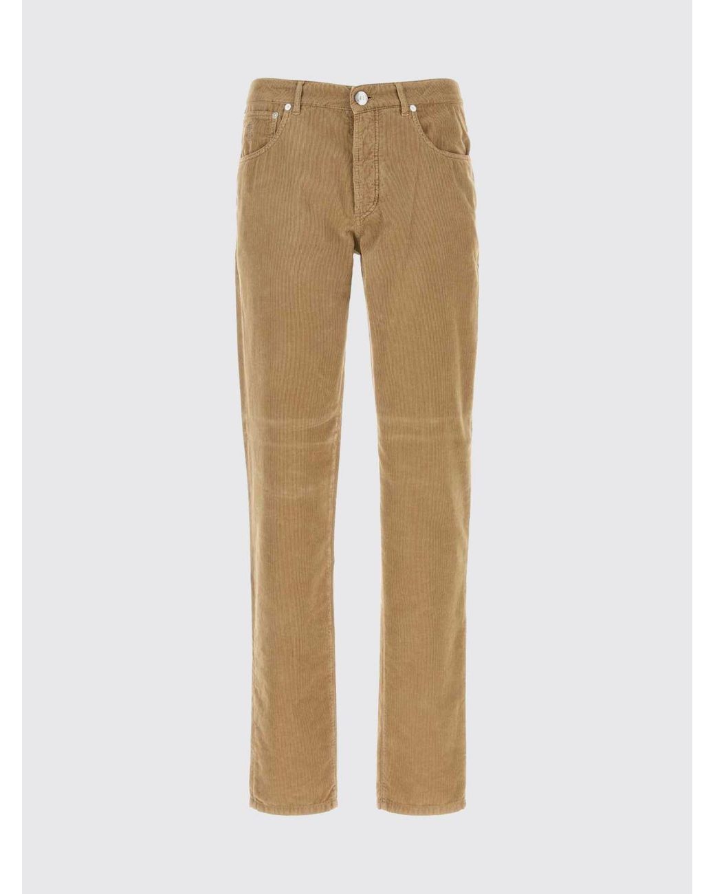 Brunello Cucinelli Natural Slim Fit Corduroy Cotton Trousers for men