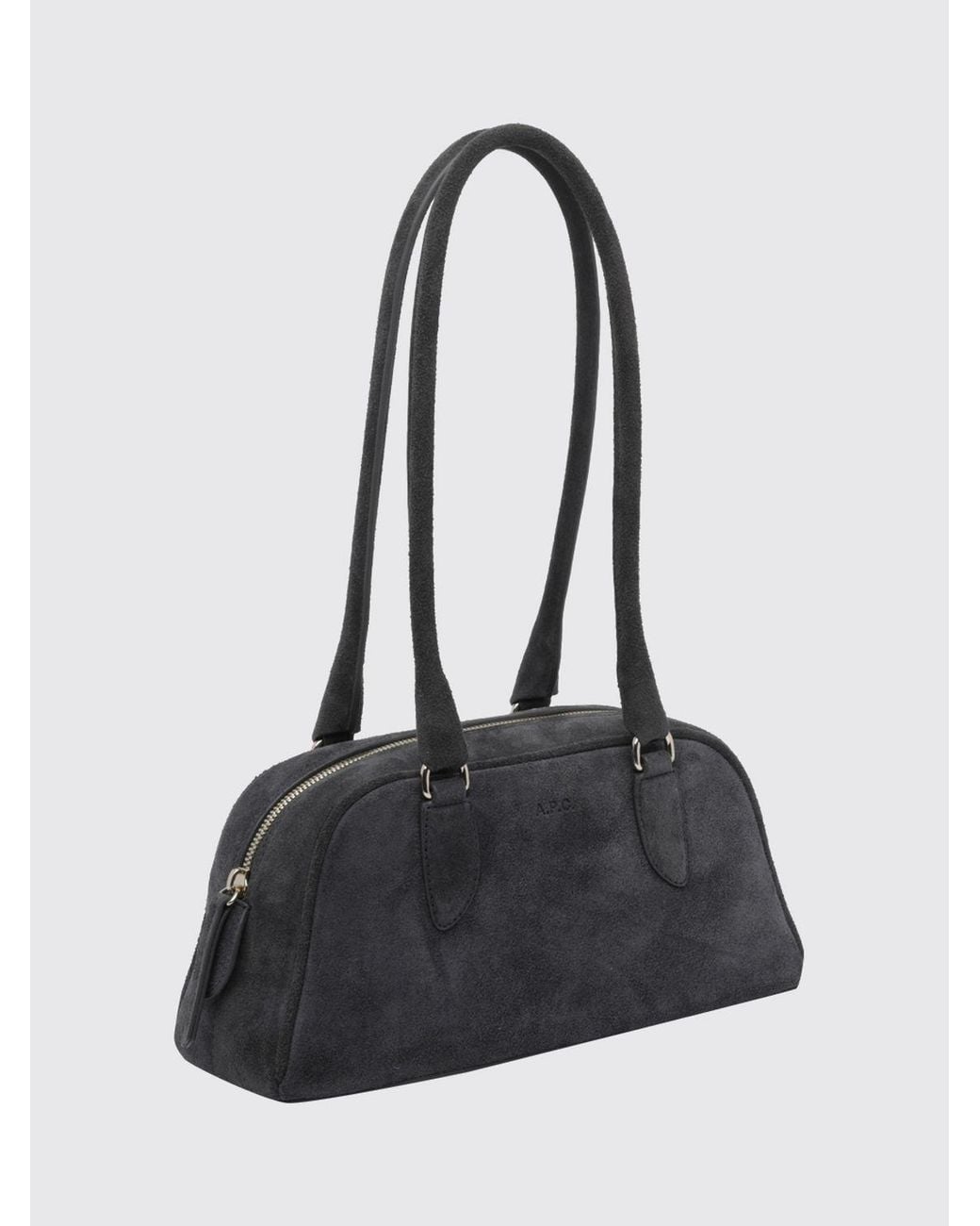 A.P.C. Black Paloma Suede Calfskin Shoulder Bag With Double Handles