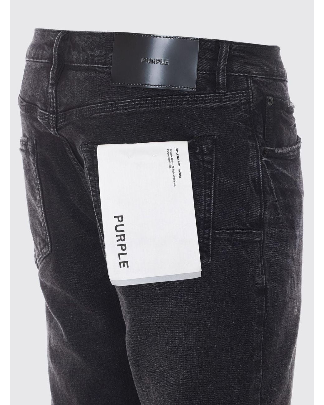 Purple Black Straight-Fit Stretch-Denim Jeans With Rhinestone Application for men