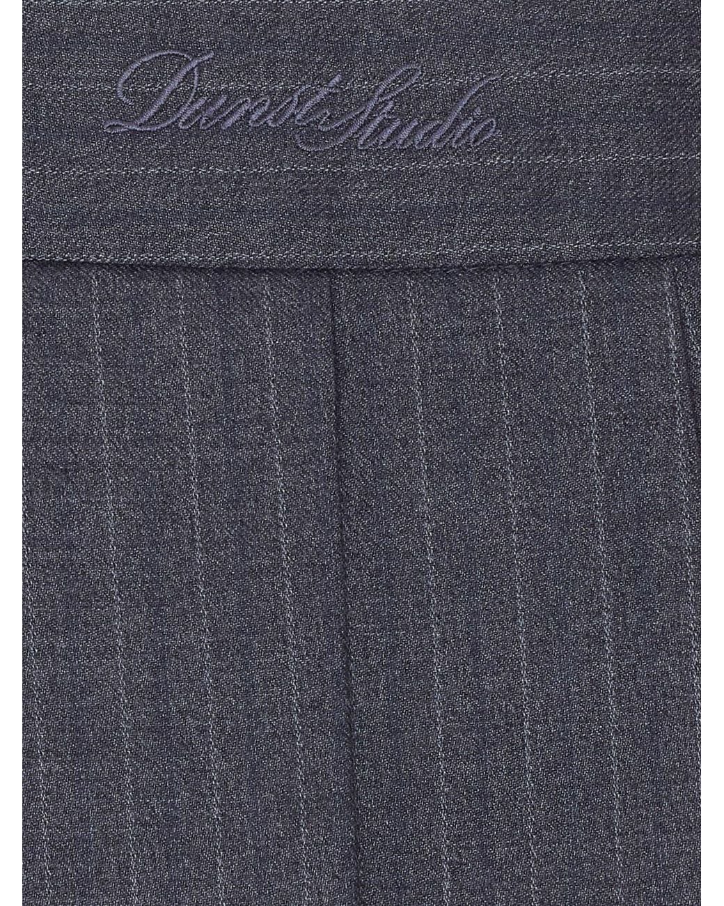 DUNST Gray Pinstriped Crêpe Pleated Mini Skirt With Side Zip Closure