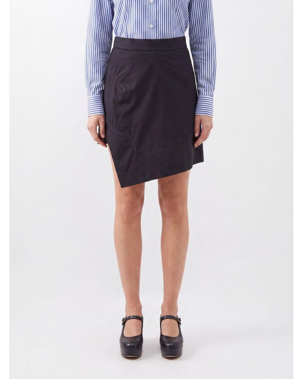 Vivienne Westwood Blue High-Waisted Asymmetrical Slim Fit Stretch-Cotton Mini Skirt