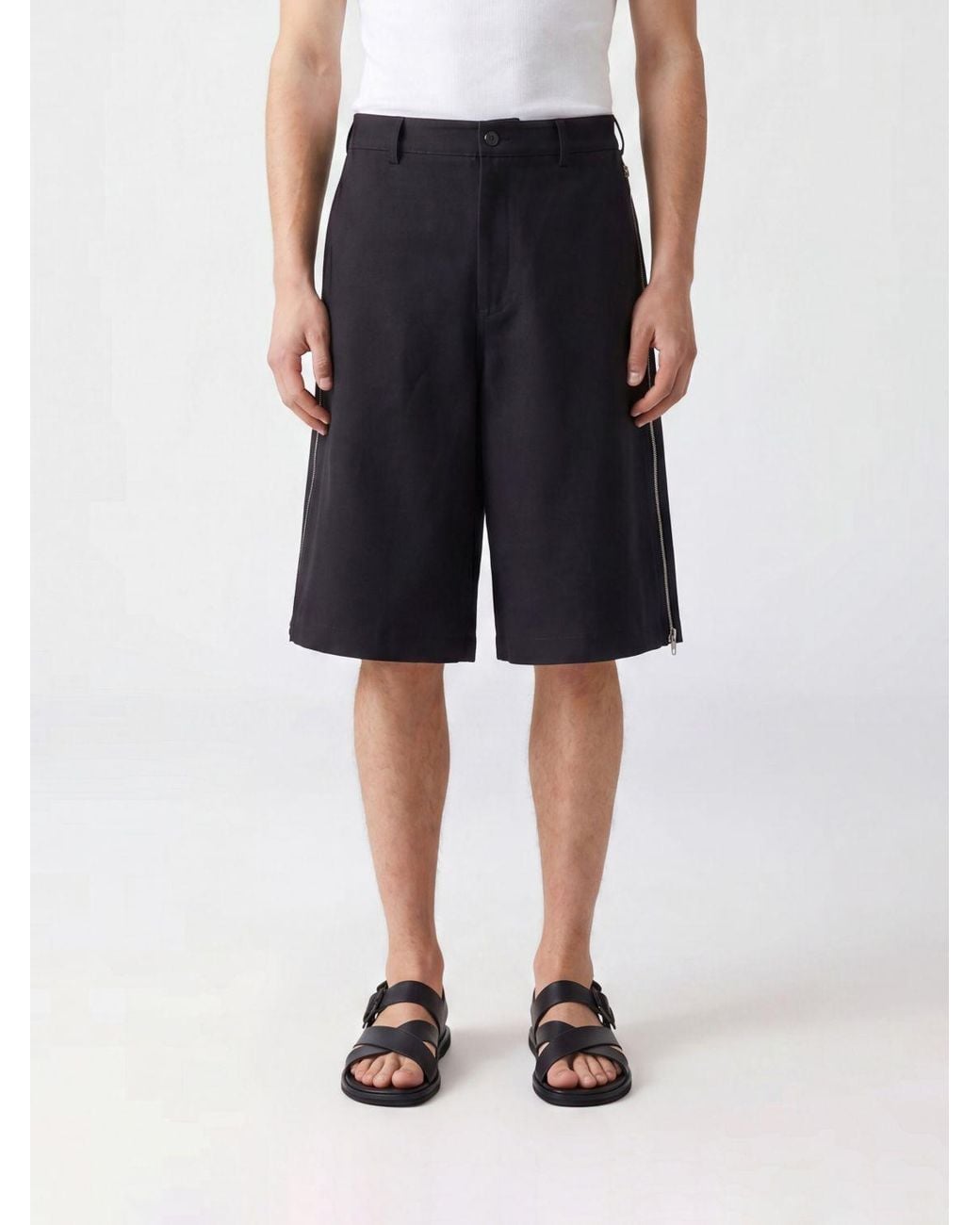 Comme des Garçons Blue Knee-Length Polyester Crêpe Chino Shorts for men