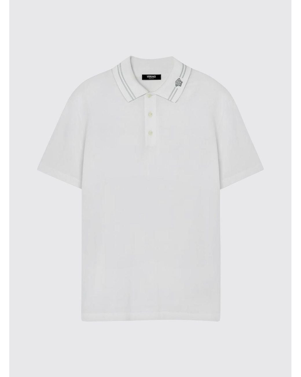 Versace White Cotton Polo Shirt With Medusa Logo for men