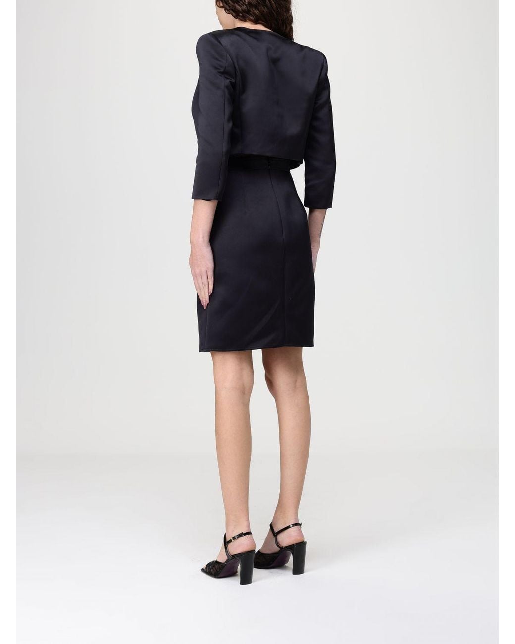 Elisabetta Franchi Blue Duchesse Dress With Crop Jacket