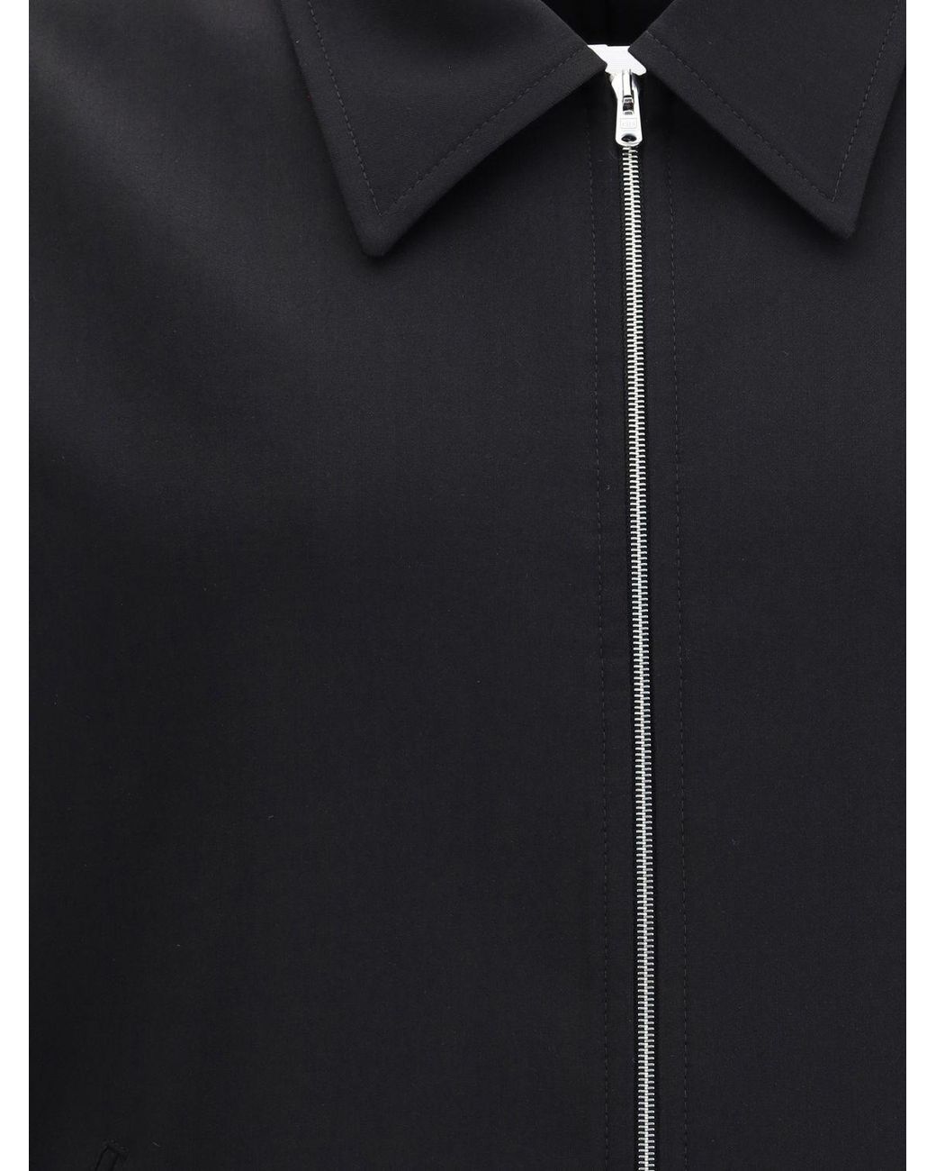 Our Legacy Black Pure Wool Shirt Jacket With Classic Collar And Zip for men