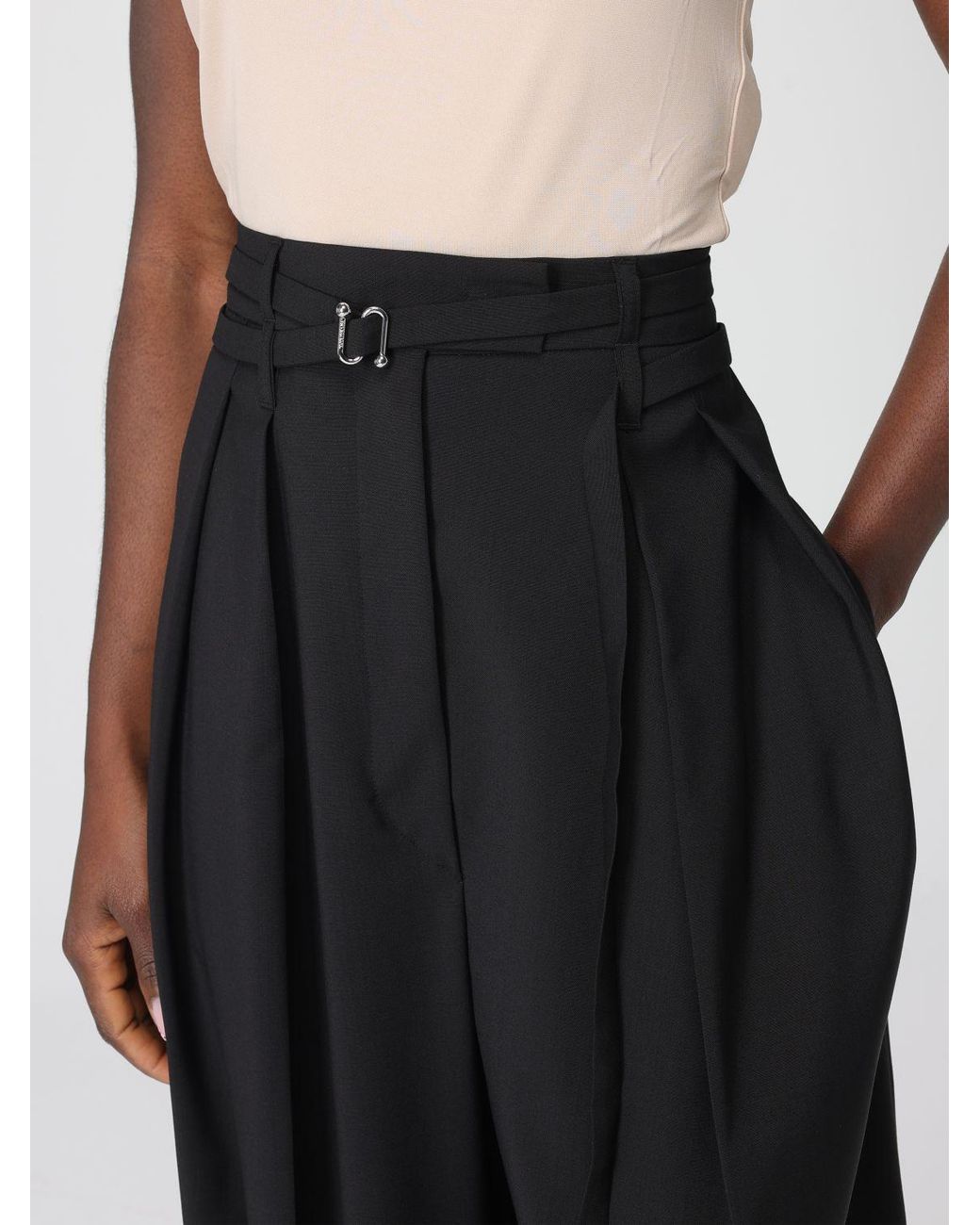 Sportmax Black Virgin Wool Trousers With Darts