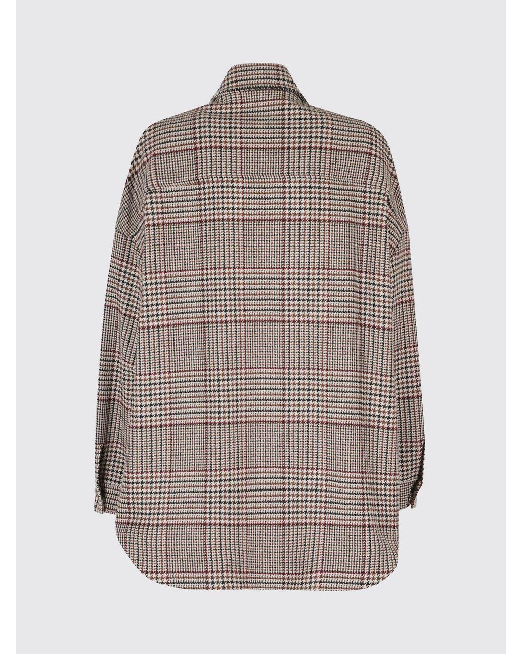 FEDERICA TOSI Brown Knee-Length Single-Breasted Houndstooth Wool Coat