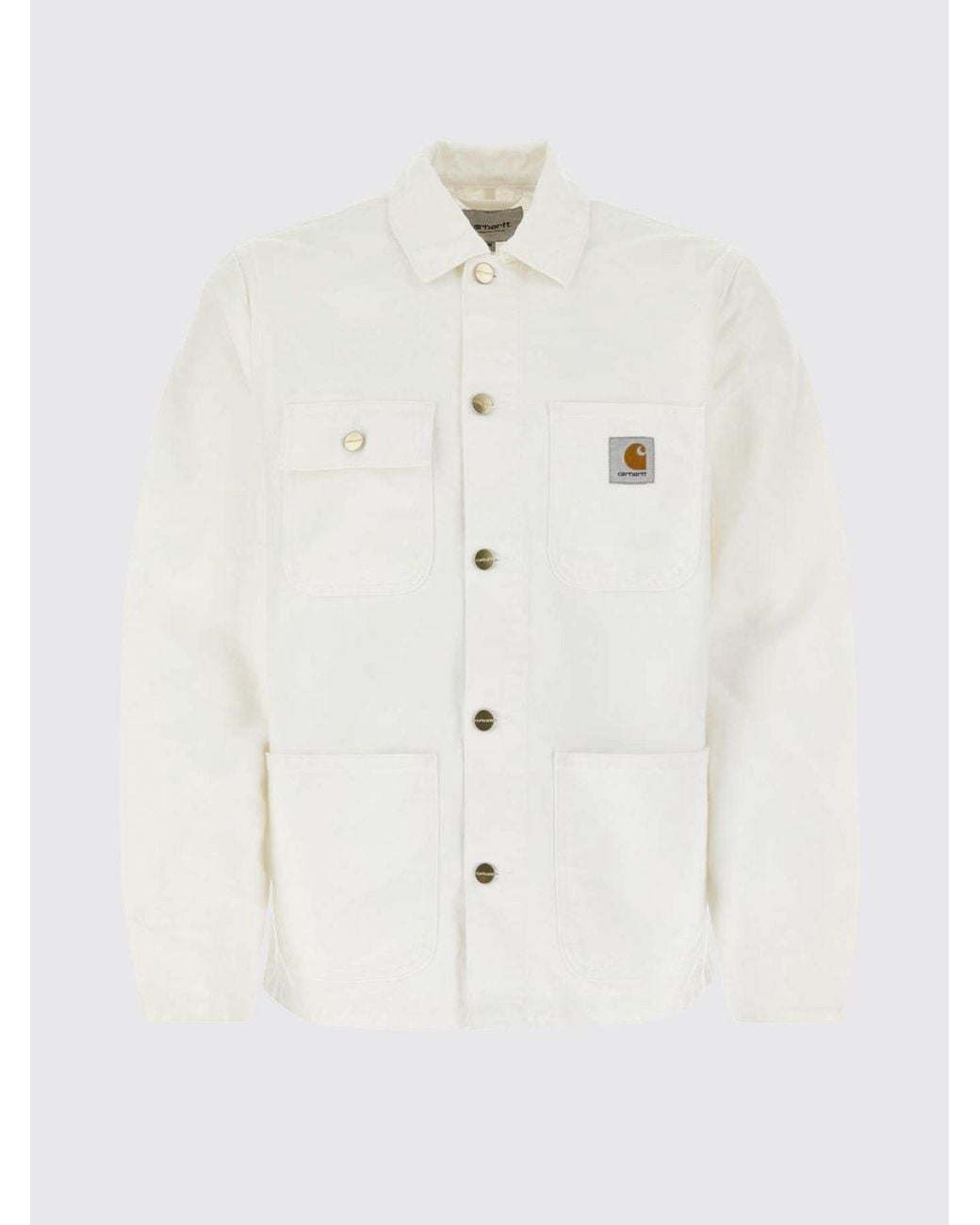 Carhartt Natural Og Michigan Cotton Shirt Jacket With Patch Pockets And Logo for men