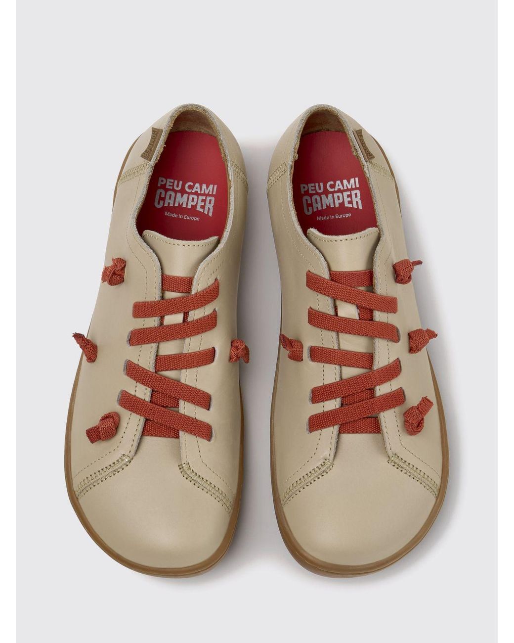 Camper Natural Twins Leather Slip-On Sneakers With Elasticated Laces