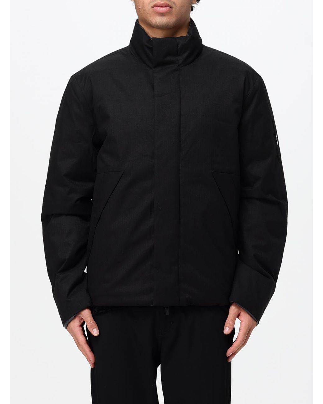 EA7 Black Reversible Short Nylon Puffer Jacket With High Neck for men