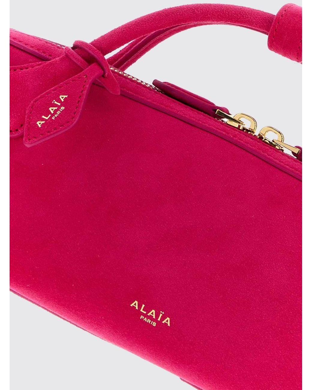 Alaïa Pink Le Teckel Suede Sheepskin Handbag With Logo Charm
