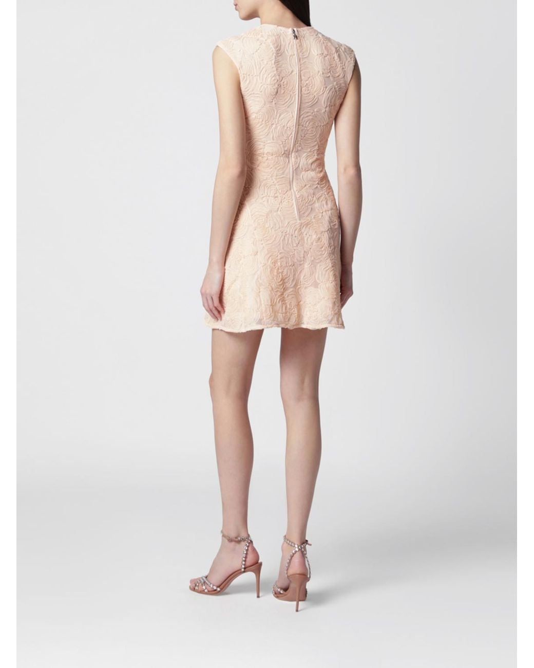 ROTATE BIRGER CHRISTENSEN Natural Floral Motif Mesh Mini Dress