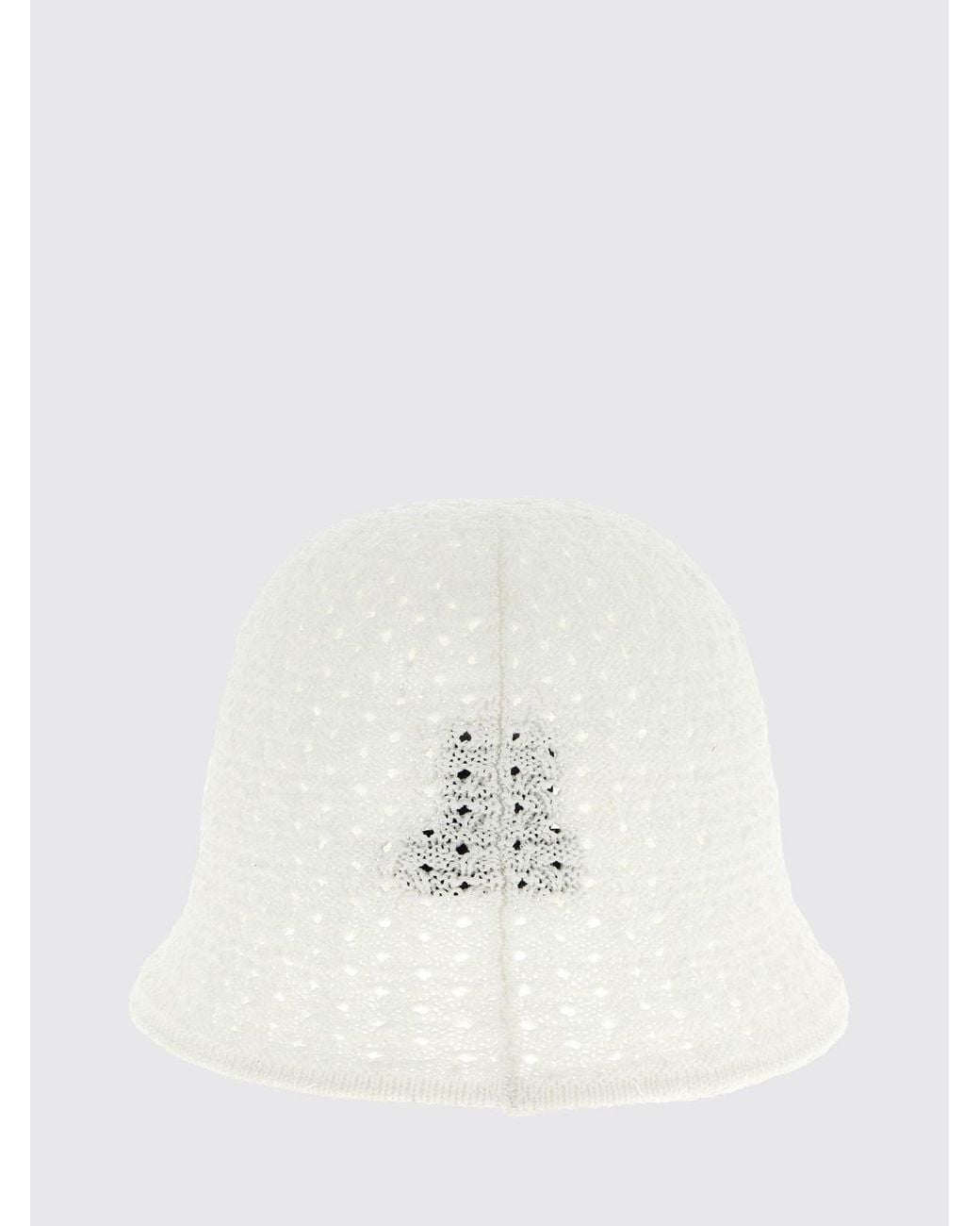 Maison Michel White Crochet Cotton Blend Cloche Hat With Metallic Logo