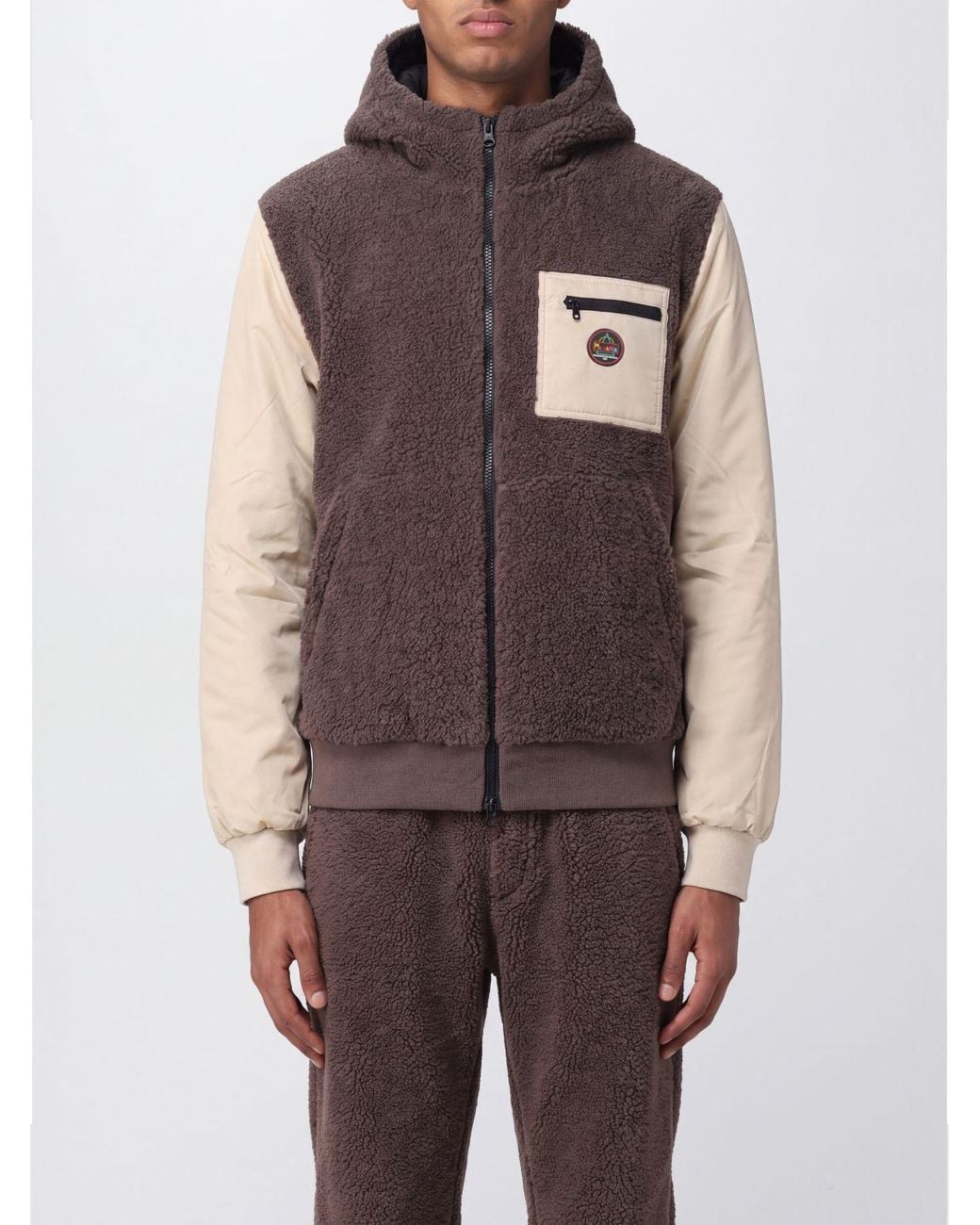 Mauna Kea Brown Fleece Hooded Zip-Up Jacket for men
