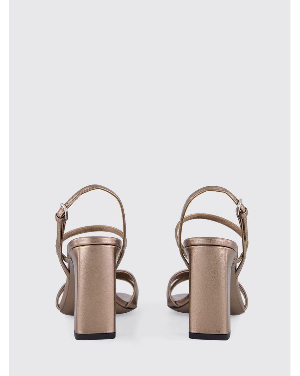 Jimmy Choo Pink Elsy Laminated Nappa Leather Sandals With High Block Heel