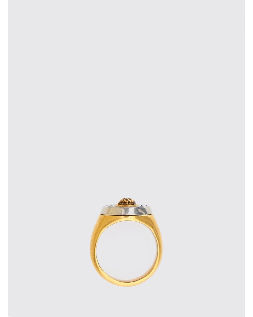 Versace Metallic Orbit-Tone Brass Ring With Iconic Medusa Head Detail for men