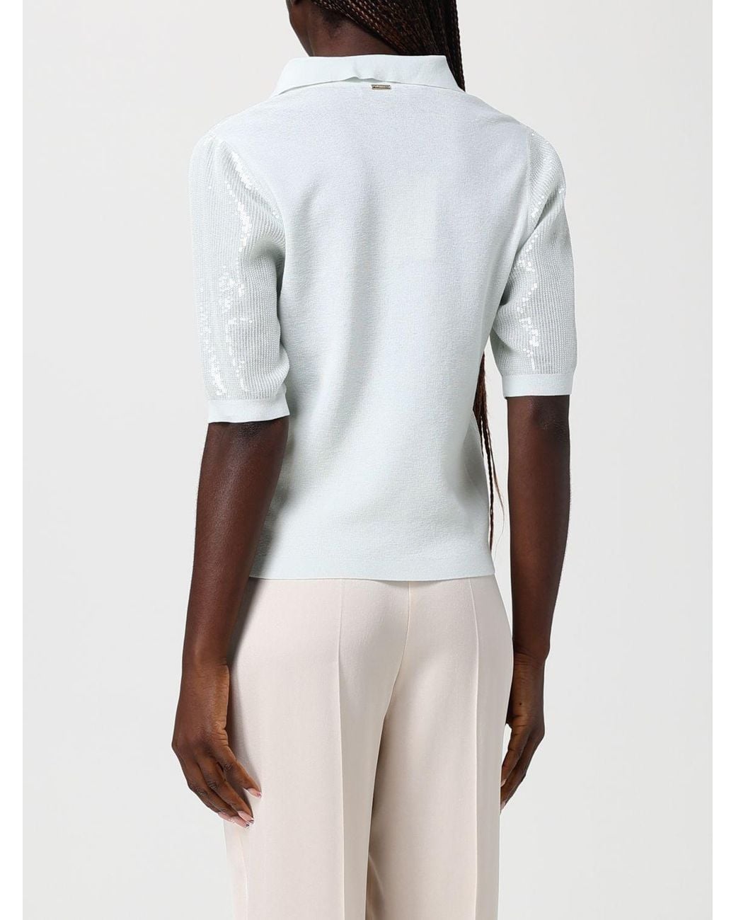 Twinset White Cotton Polo Shirt With Sequins