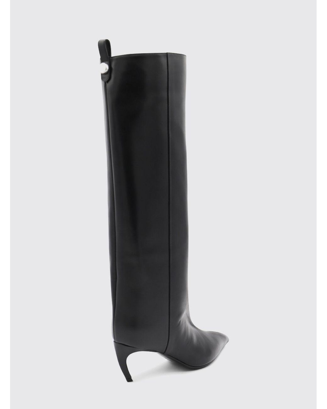 The Attico Black Lea Smooth Leather Knee-High Boots With Curved Heel
