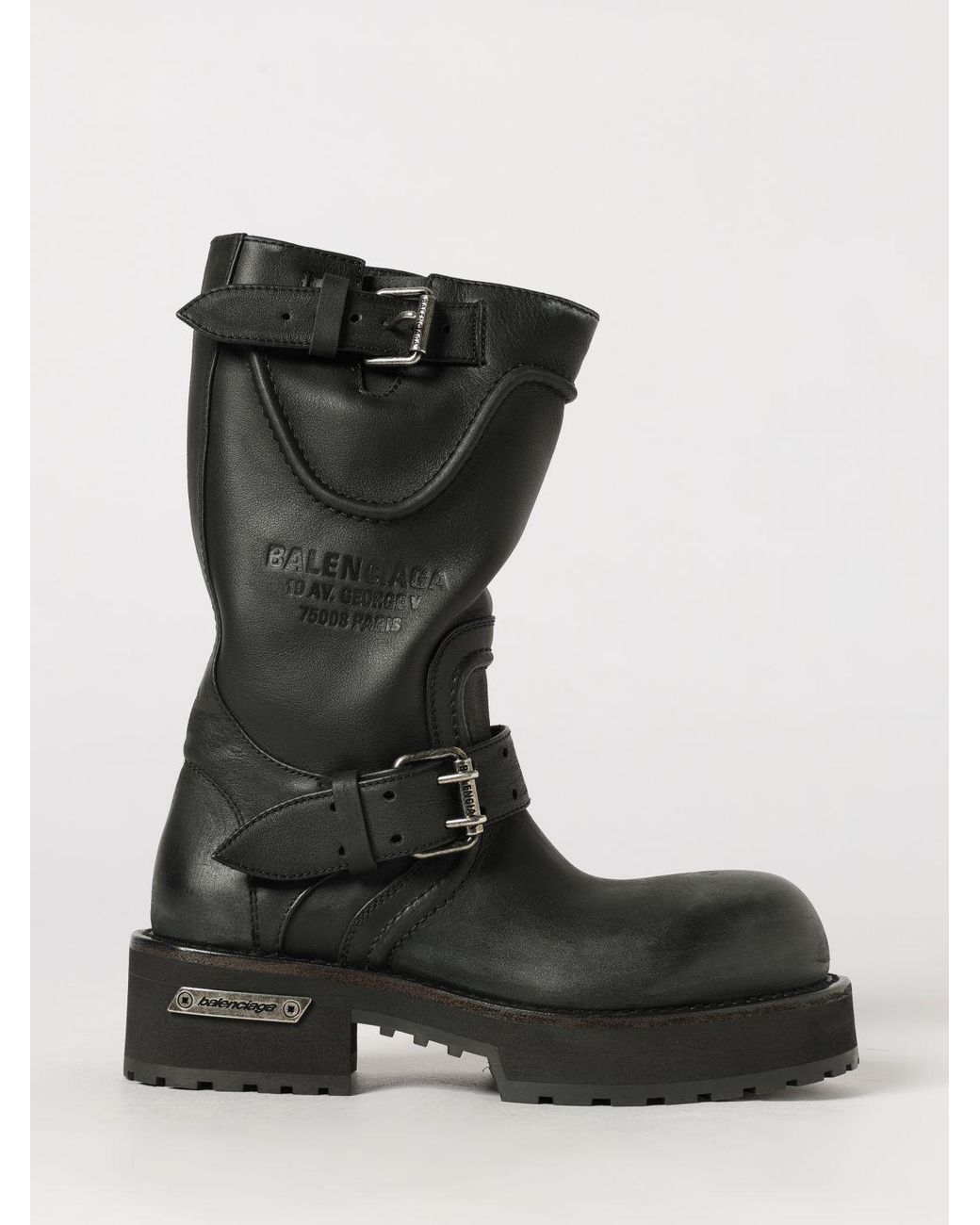 Balenciaga Black Venom Mid-Calf Calfskin Leather Biker Boots