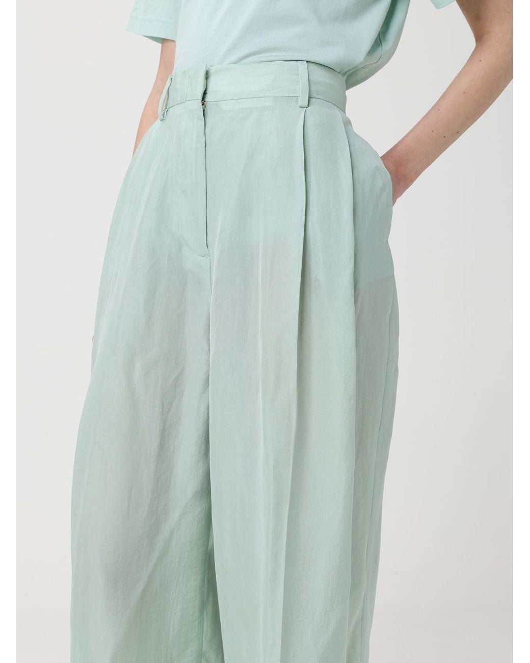 Fabiana Filippi Green Lyocell Palazzo Trousers