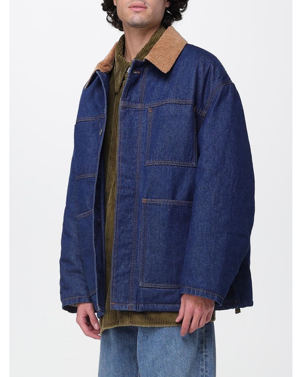 AMI Blue Padded Denim Jacket for men