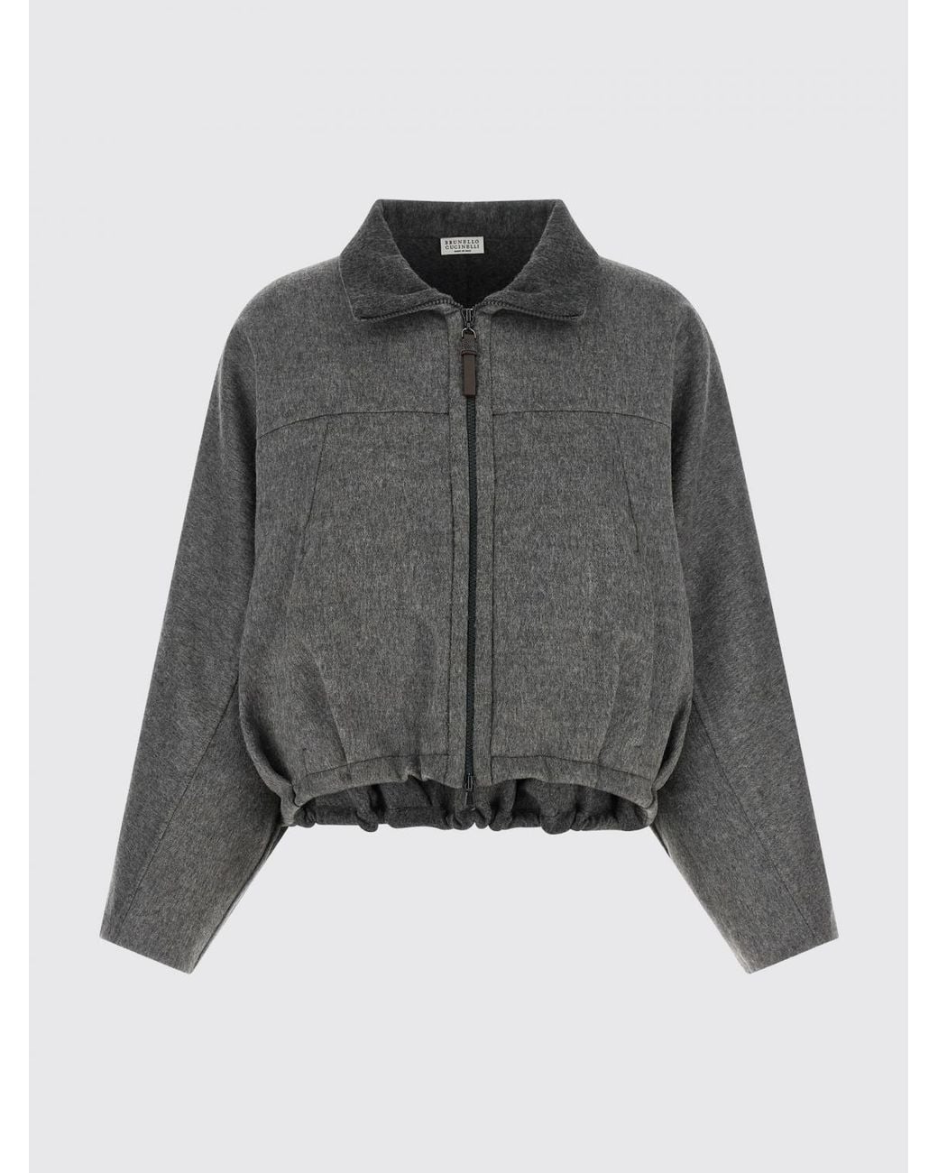 Brunello Cucinelli Gray Virgin Wool Shirt Jacket With Classic Collar And Zip Closure