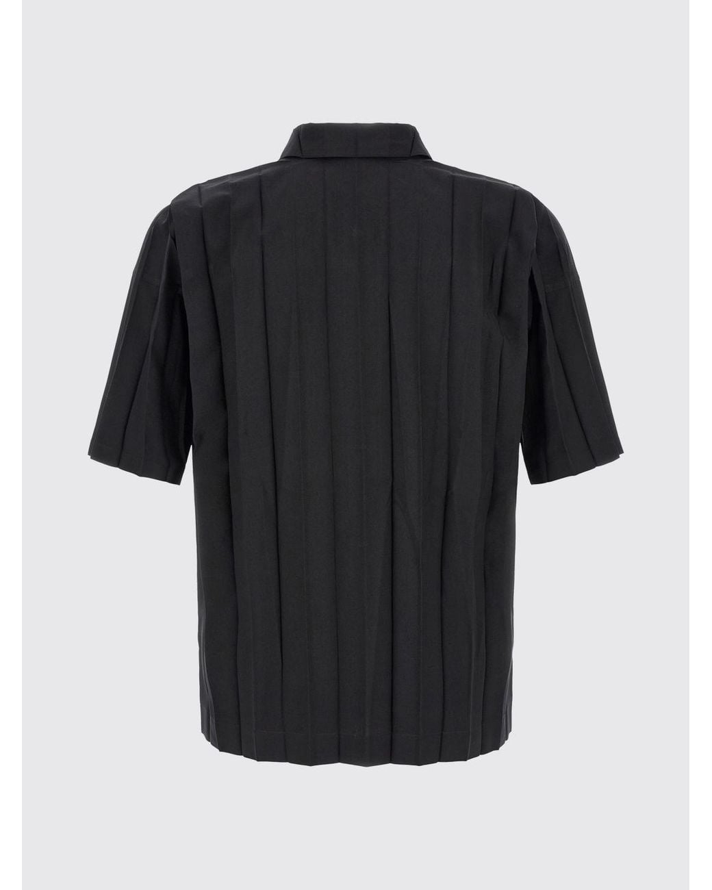 Homme Plissé Issey Miyake Black Homme Plissé Issey Miyake Pleated Crêpe Short-Sleeve Bowling Shirt for men