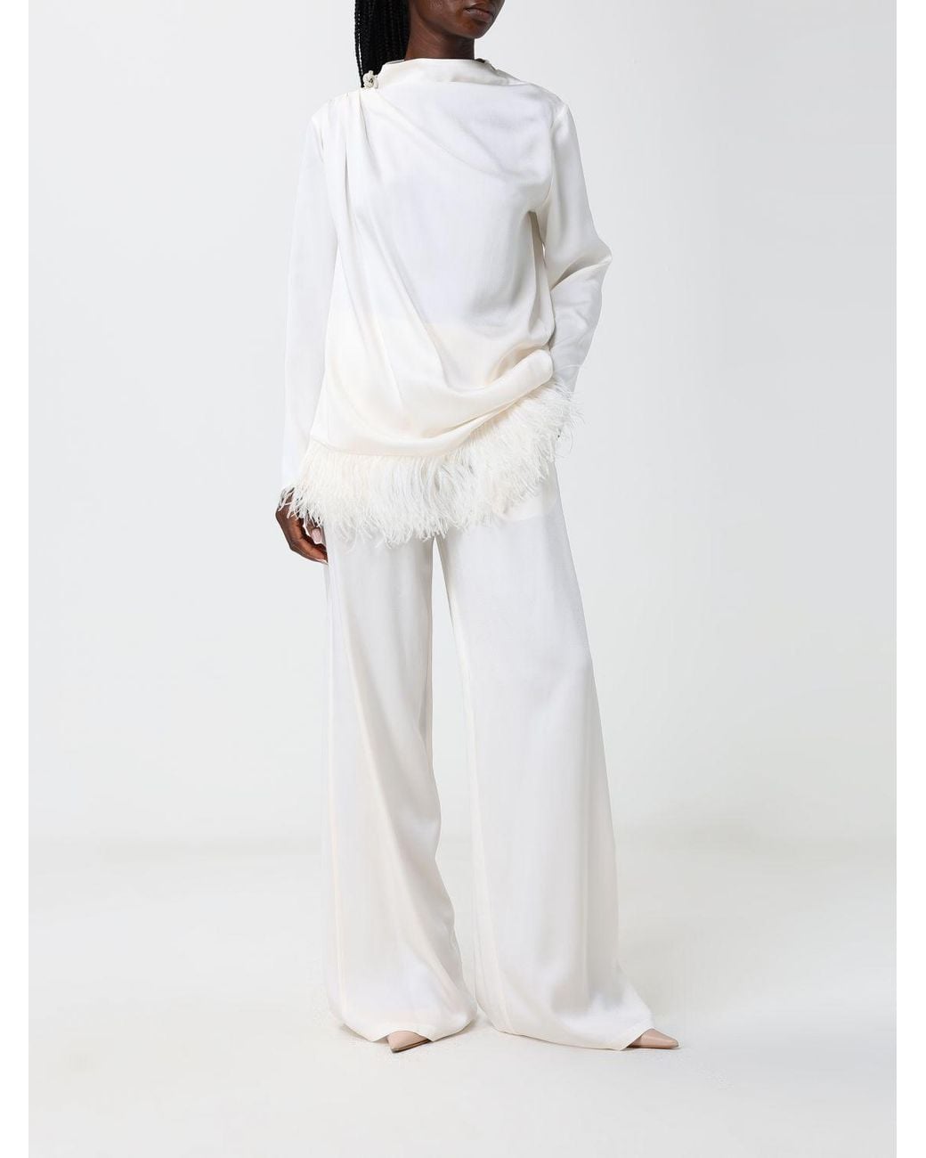 Fabiana Filippi White High-Waisted Wide-Leg Palazzo Trousers With Elastic Waistband