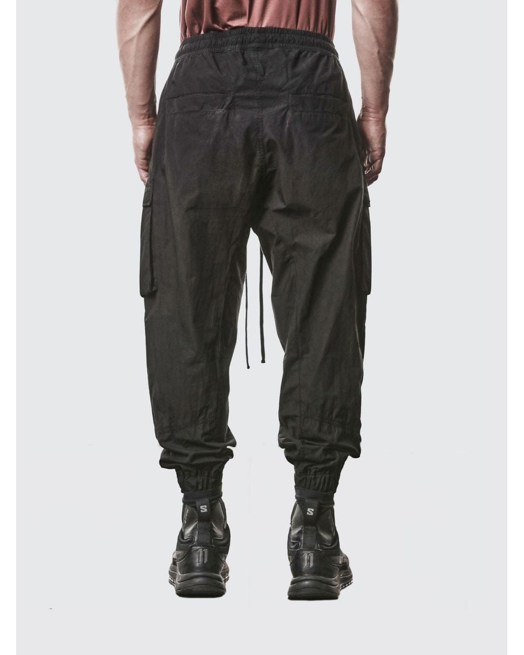 Thom Krom Black Cotton Cargo Trousers With Drawstring for men