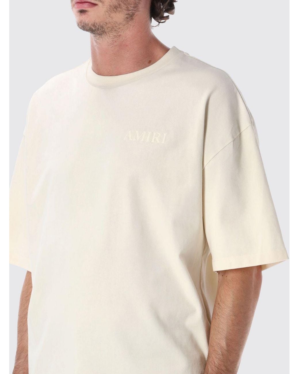 Amiri Natural Relaxed-Fit Cotton T-Shirt With A Contrasting Paisley Logo Print for men