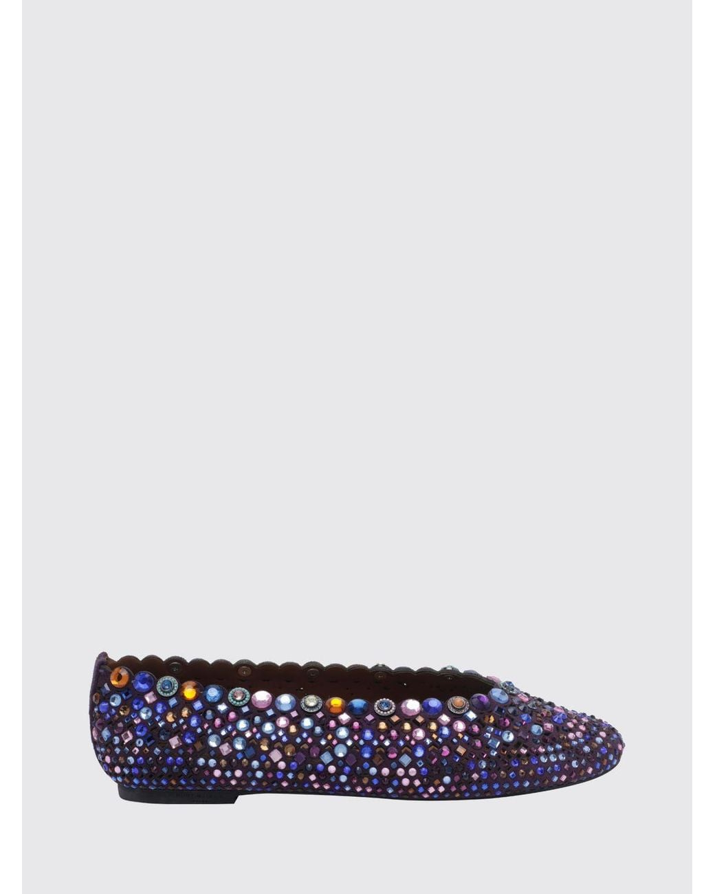 Kurt Geiger White Crystal-Embroidered Leather Ballet Flats