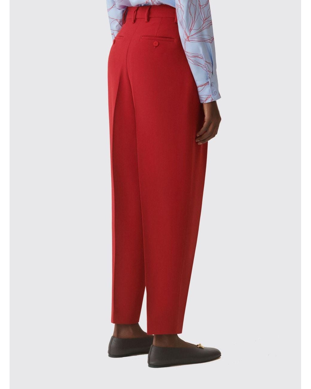 Fabiana Filippi Red High-Waisted Sartorial Crêpe Wide-Leg Trousers