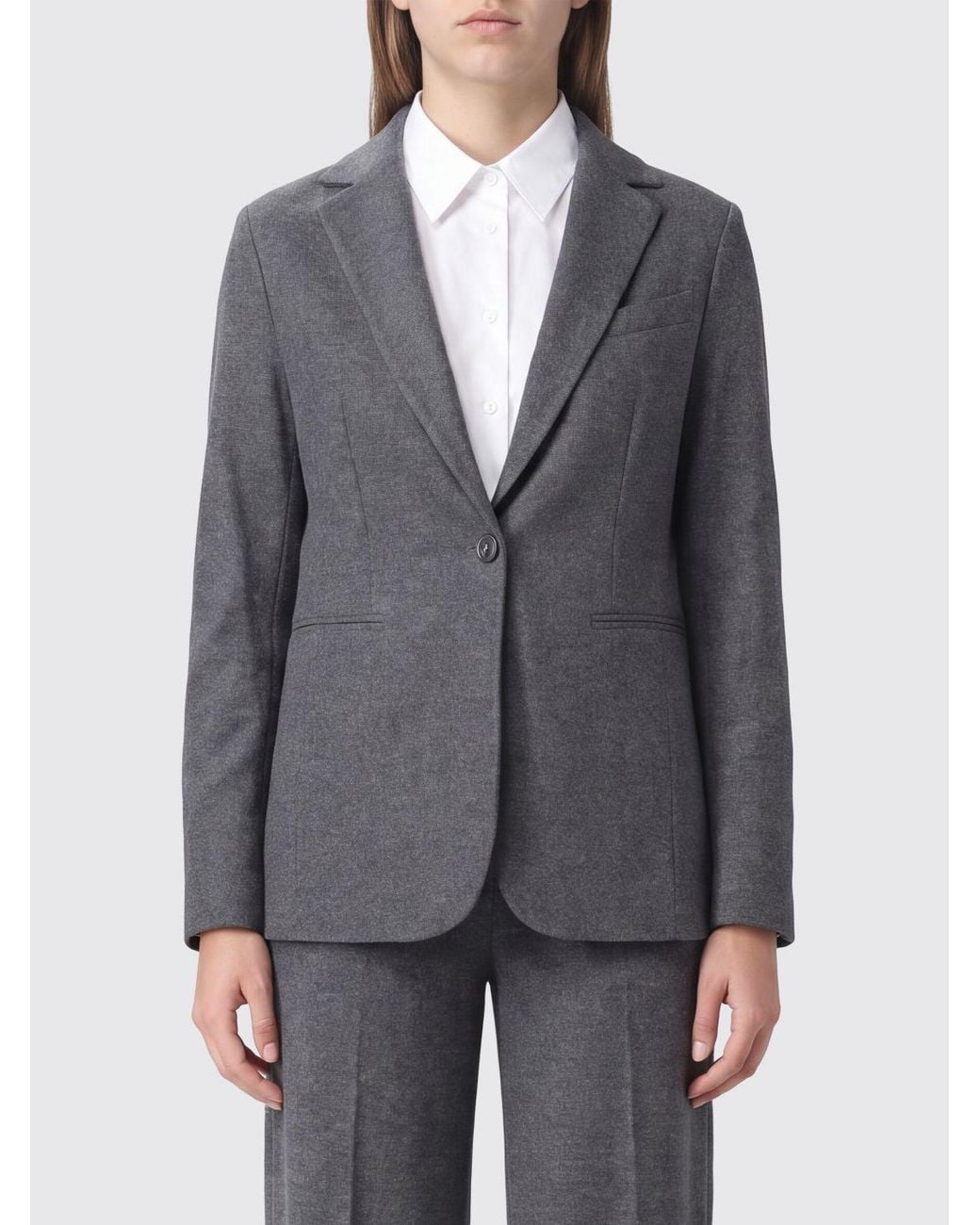 Circolo 1901 Gray Single-Breasted Virgin Wool And Alpaca Blazer With Notch Lapels