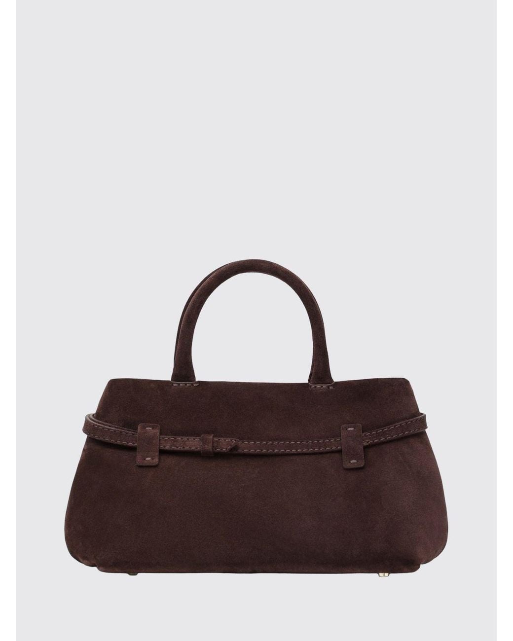 MANU Atelier Brown Le Cambon 25 Leather Handbag With Removable Shoulder Strap