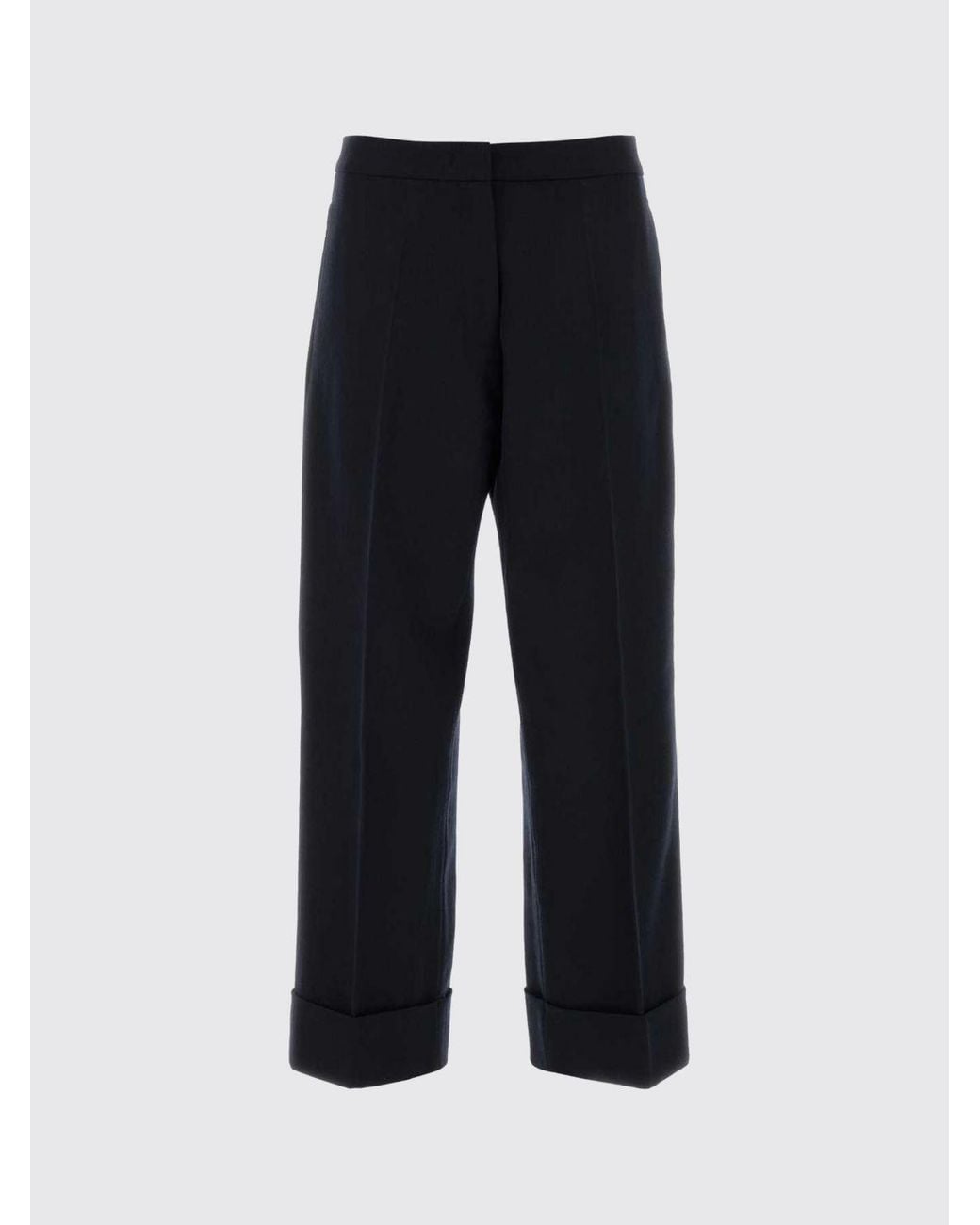 Soeur Blue High-Waisted Pure Virgin Wool Wide-Leg Trousers
