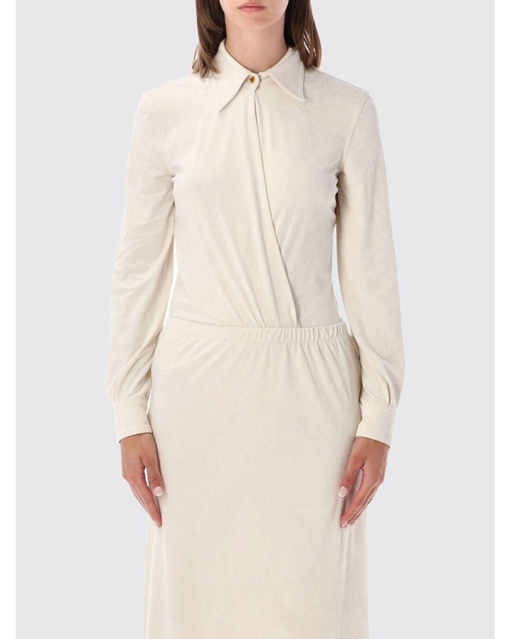 Alberta Ferretti Natural Slim Fit Jersey Shirt Bodysuit