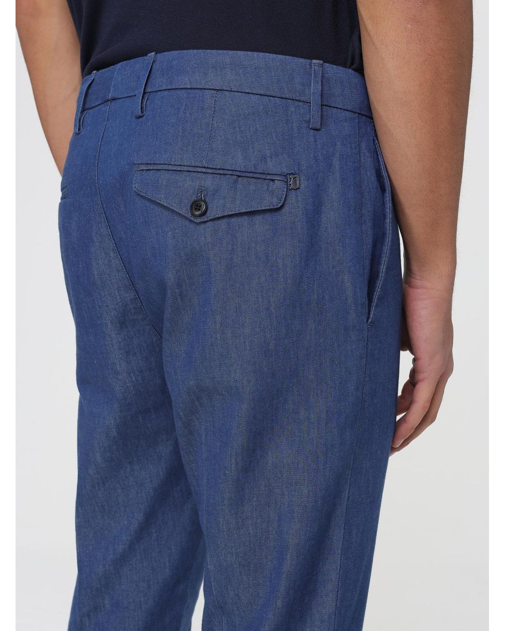 Dondup Blue Cotton Chino Trousers for men