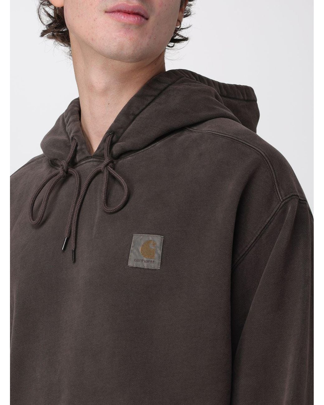 Carhartt Gray Relaxed Fit Cotton Hoodie With Kangaroo Pocket for men