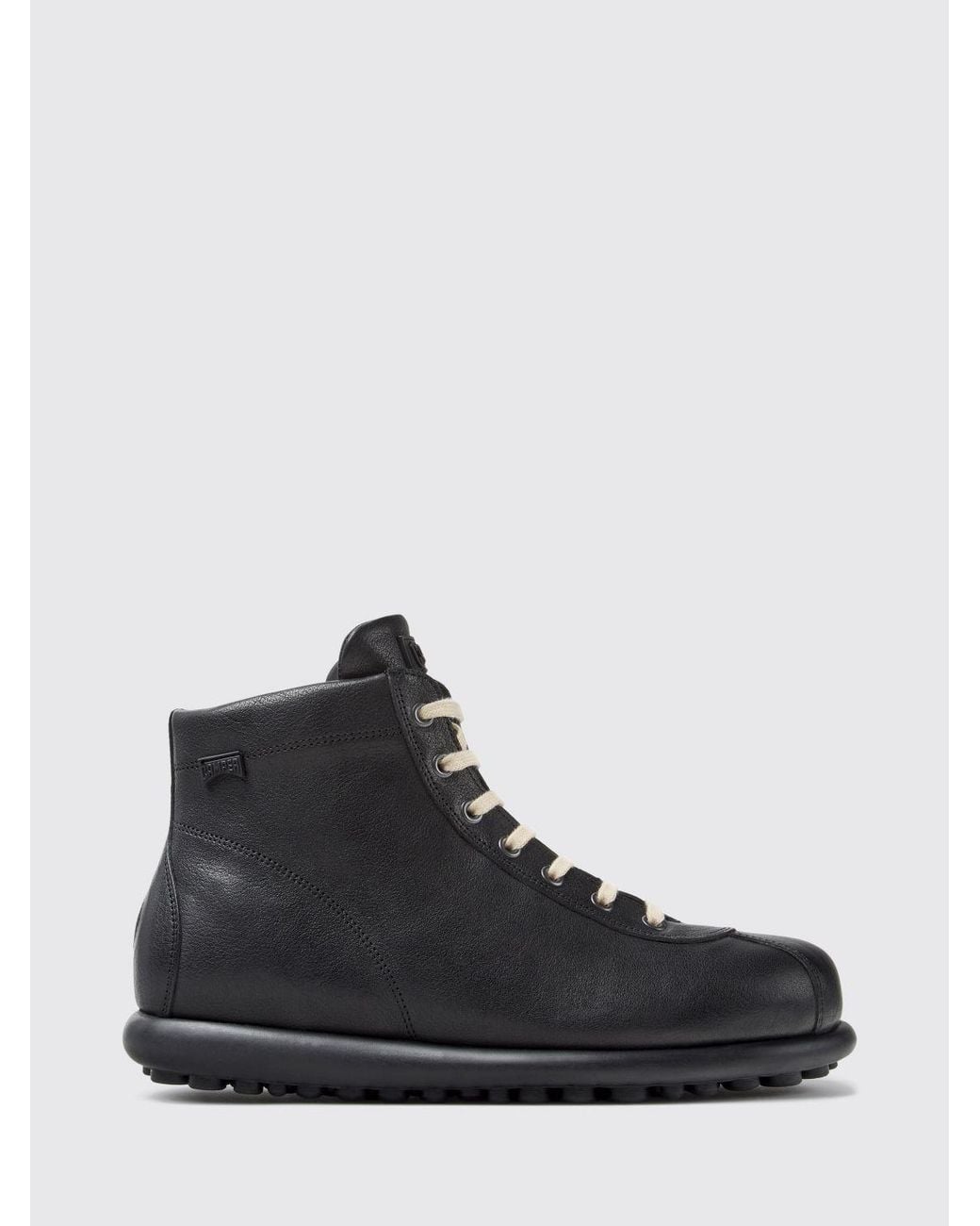 Camper Black Pelotas Lace-Up Leather Ankle Boots With Side Zip for men