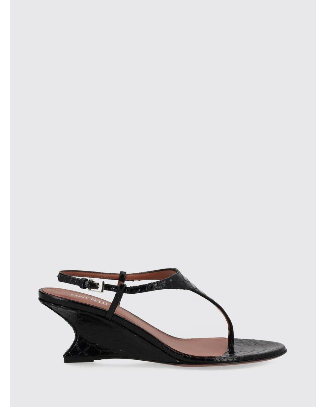 Paris Texas Black Nina Python-Effect Leather Wedge Sandals With Ankle Strap