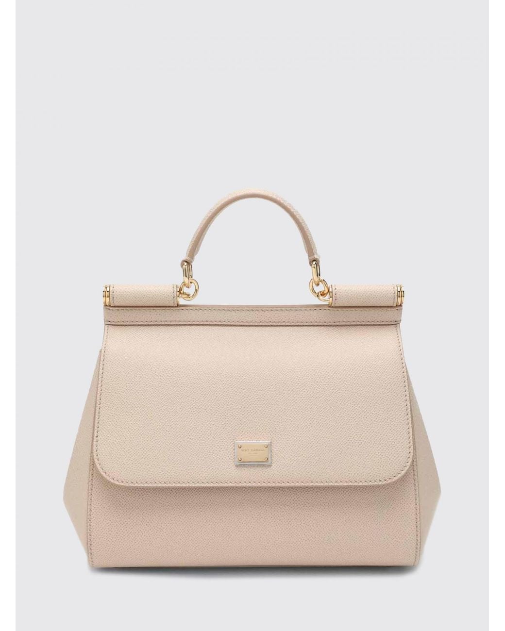 Dolce & Gabbana Natural Dolce &Amp Gabbana Sicily Grained Calfskin Leather Handbag With Shoulder Strap