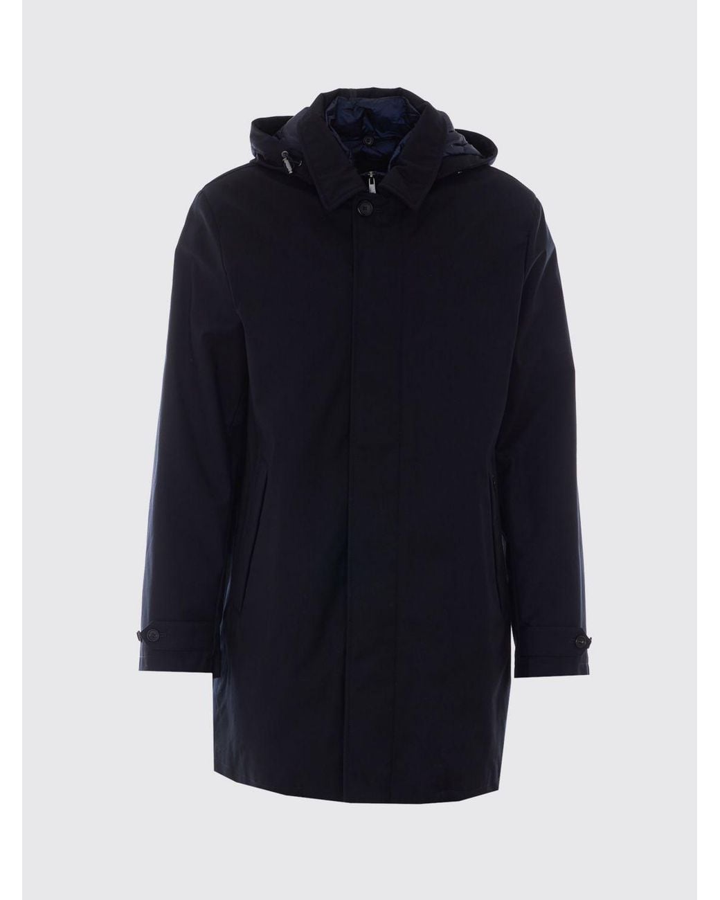 Add Blue Short Hooded Waterproof Parka With Concealed Fastening for men